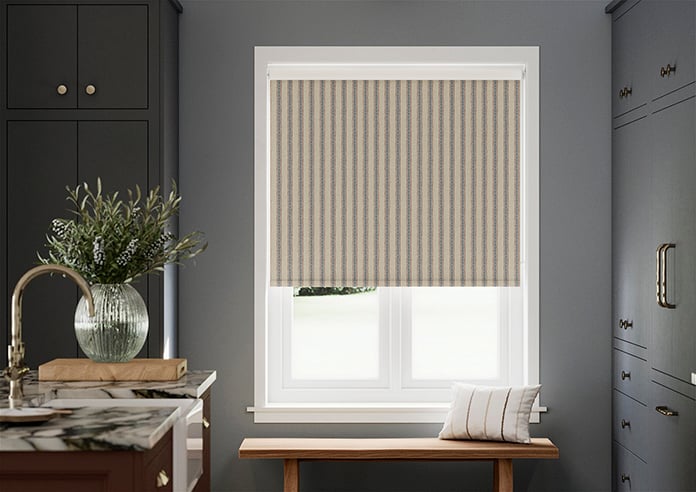 Emily Bond Block Printed Stripe, Blue & Red - Roller Blind - Image 3